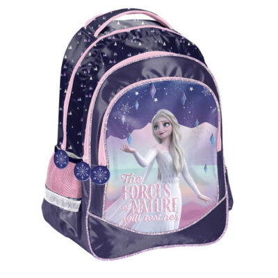 Skoletaske med Elsa fra Frost i flotte lilla farver med praktiske rum og sidelommer find den hos skoletilbahør